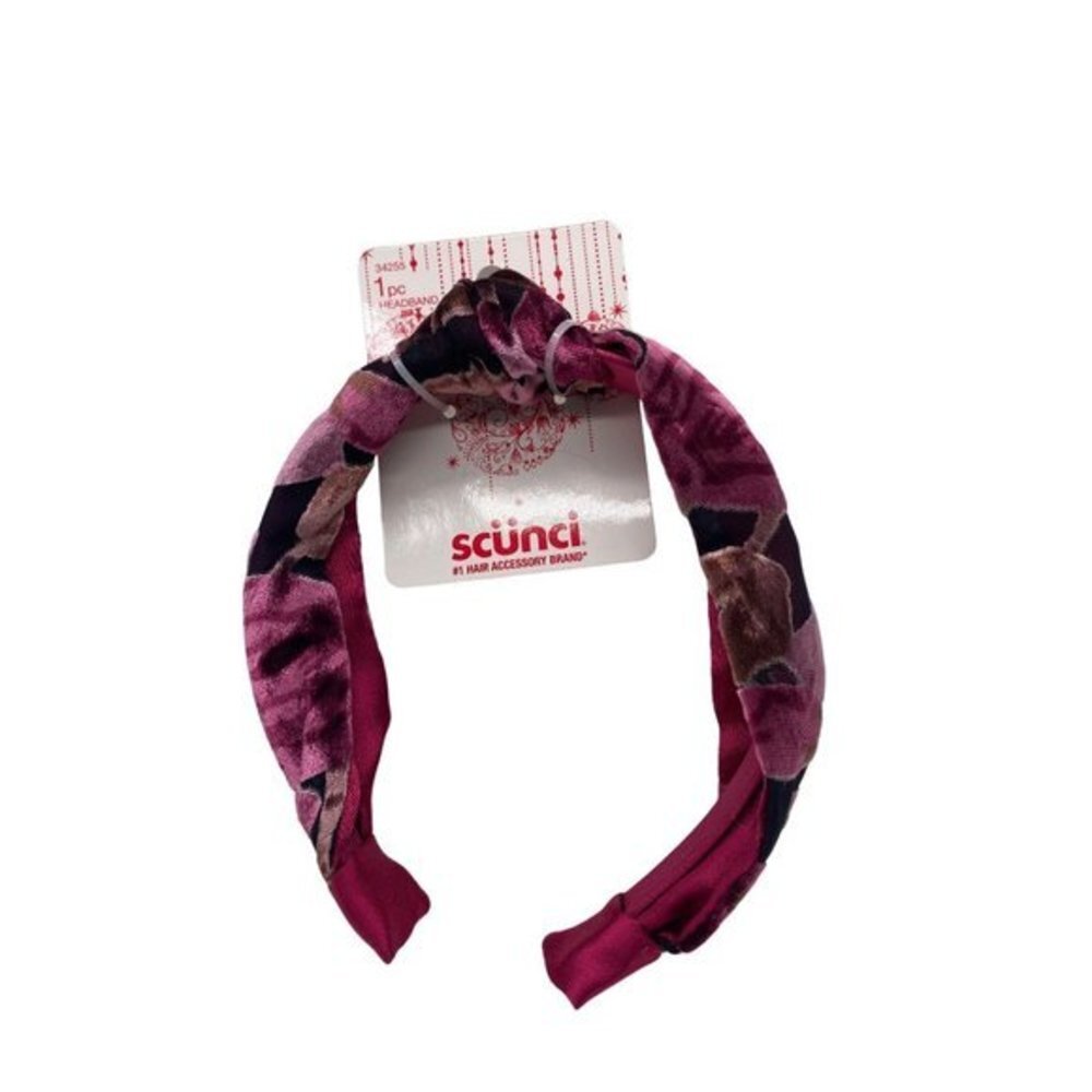 Scunci Headband Women Multicolor Velvet‎ Knot Floral Boho